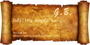 Gálfy Bogáta névjegykártya